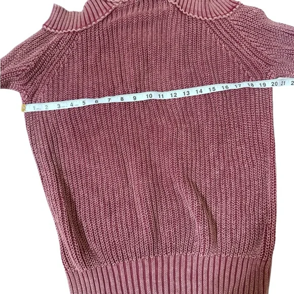 Free People Mauve Cold Shoulder Turtleneck Sweater - Picture 4 of 7